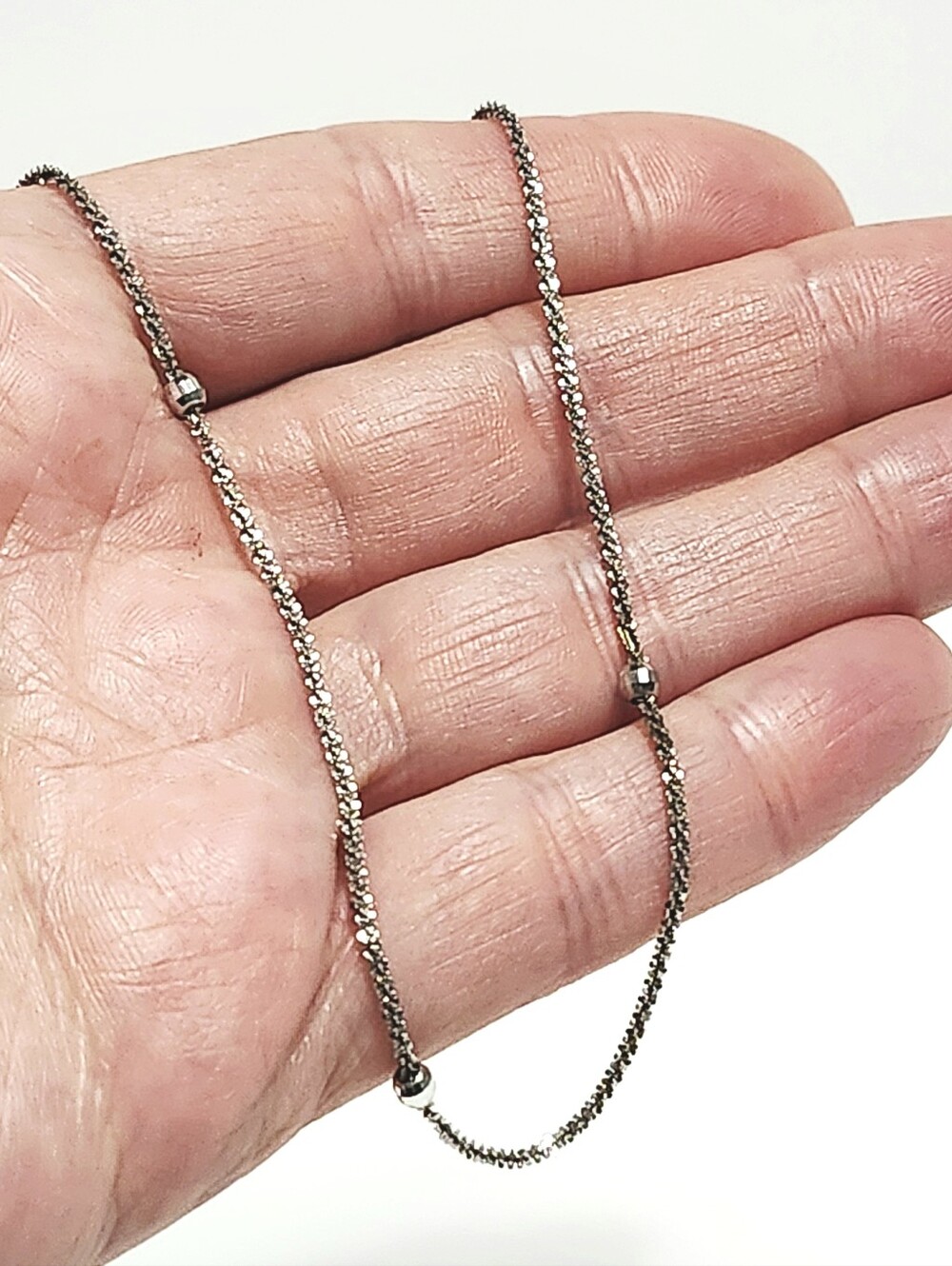 10K White Gold Rope & Balls Chain Anklet size 10.5" Italy - Picture 8 of 10